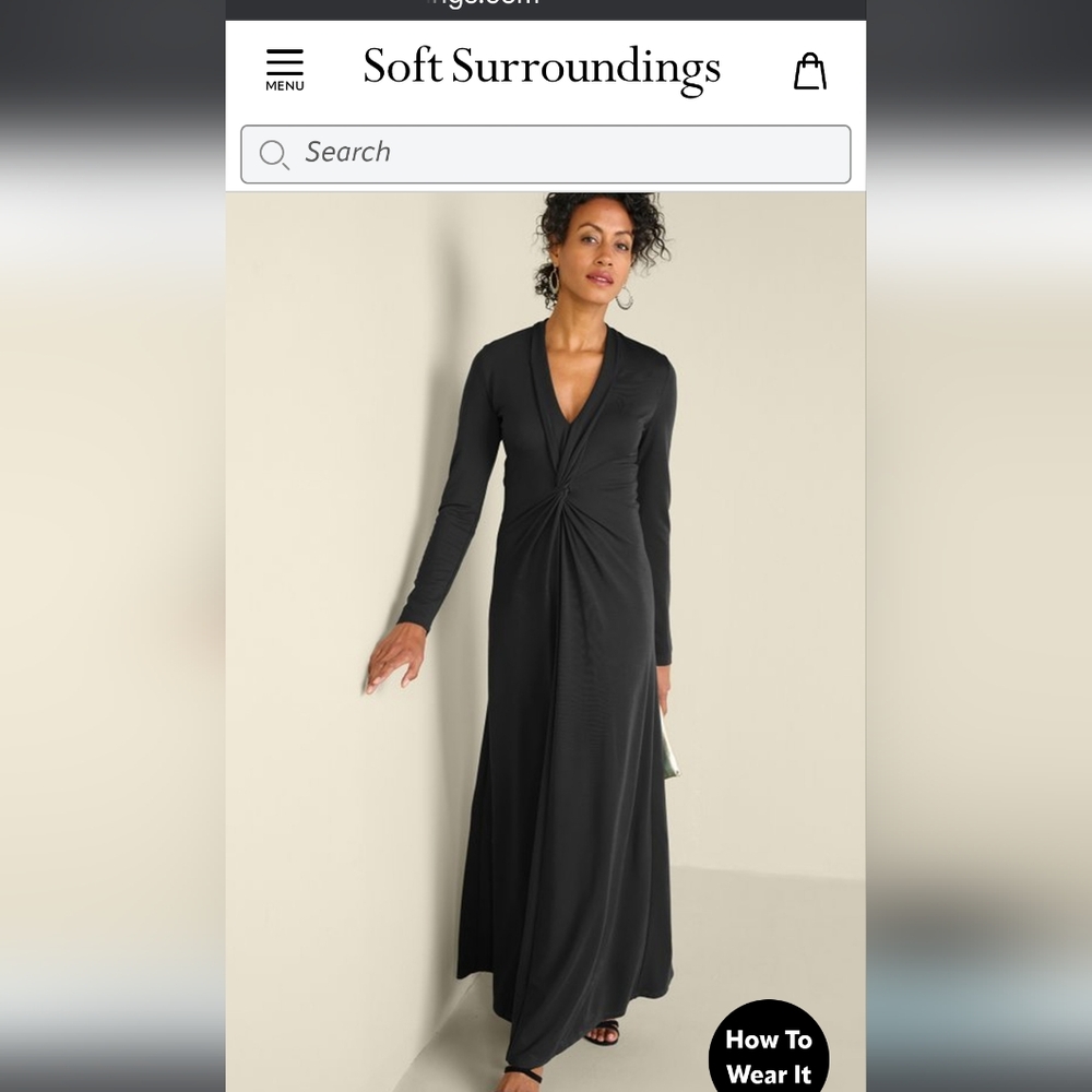 Soft Surroundings NWT Size Small Black Lagia Maxi Dress